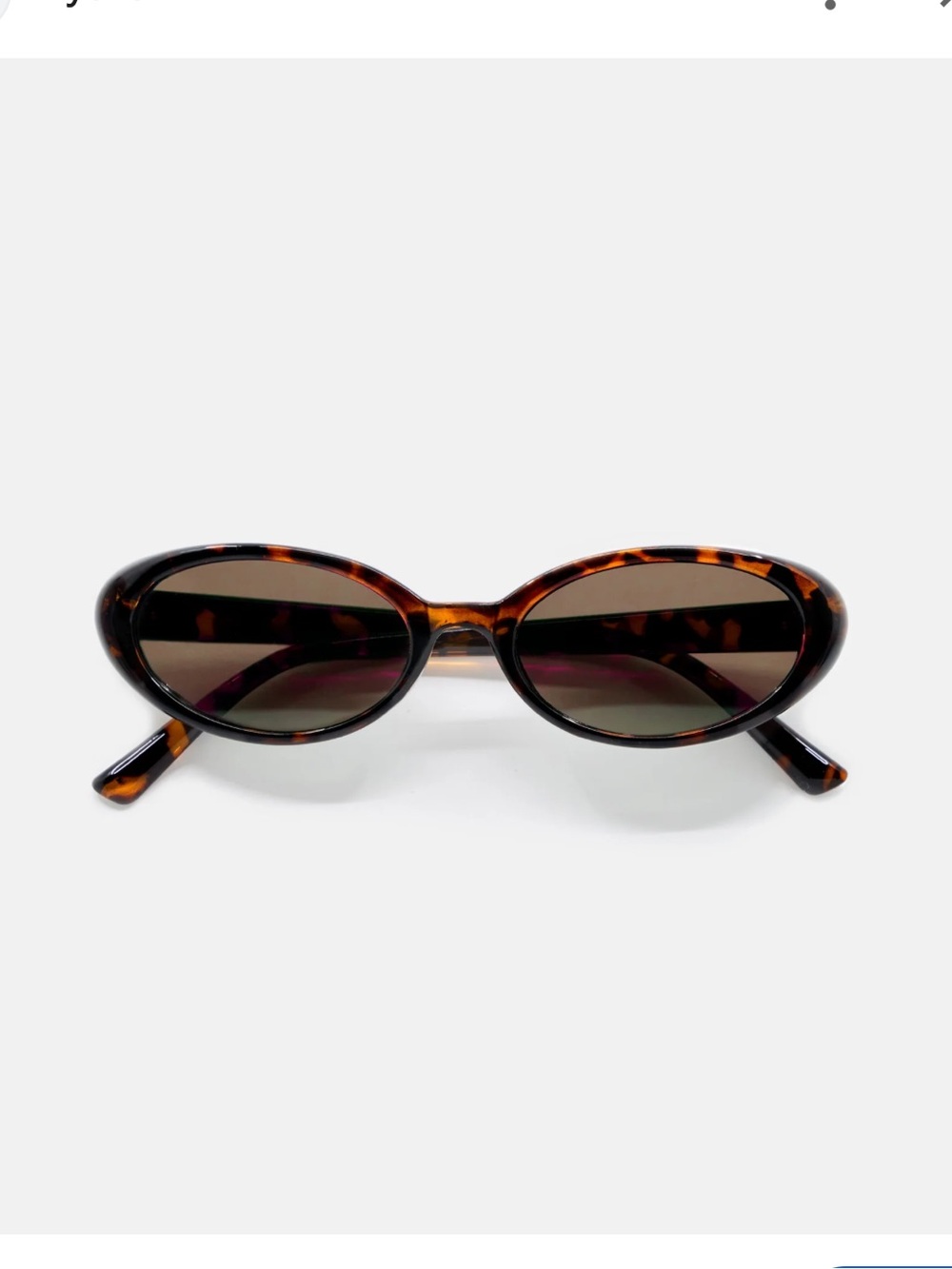 Slim Y2K Tortoiseshell Oval Sunglasses - Brown Lens